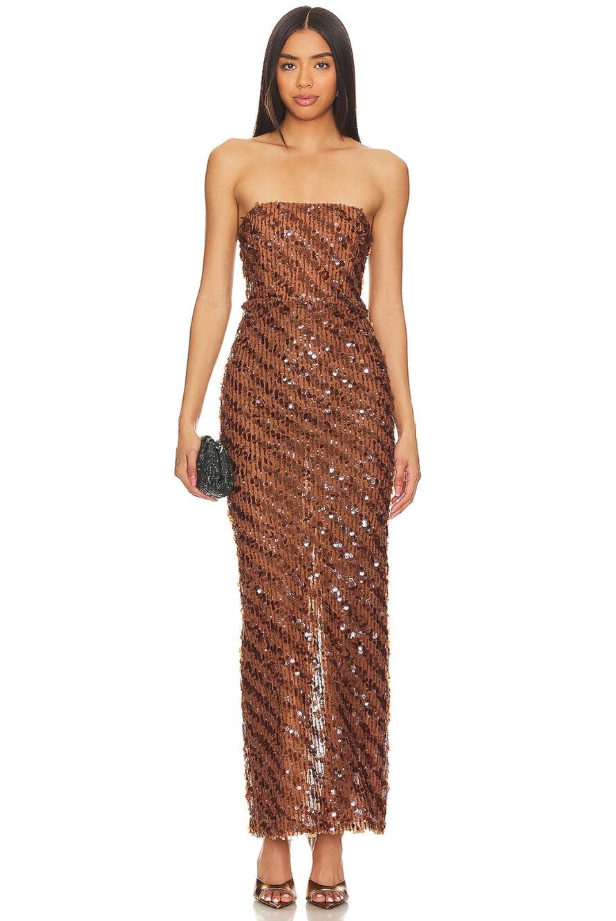 Camila Coelho Cartagena Maxi Dress Sequin Strapless Size Small NWT CURRENT